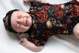 HAILEY Bubble Romper, Bamboo, Skull n Roses