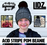 Black Acid Stripe POM Beanie (Youth)