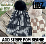 Black Acid Stripe POM Beanie (Youth)