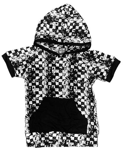 JAIMEY  (Hooded Tee), Bamboo, Distressed Checkers