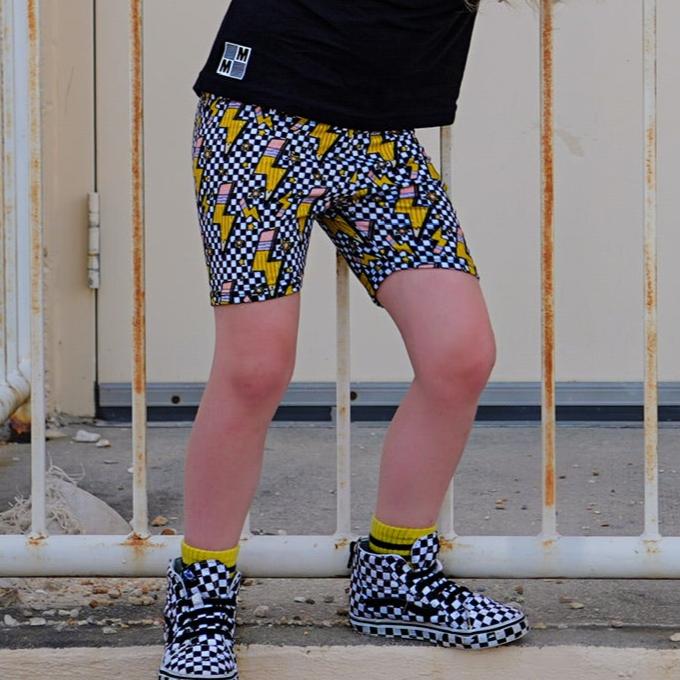 Fashion black and yellow biker shorts