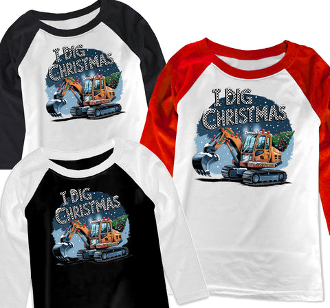 I DIG Christmas Raglans, (Multiple Options)