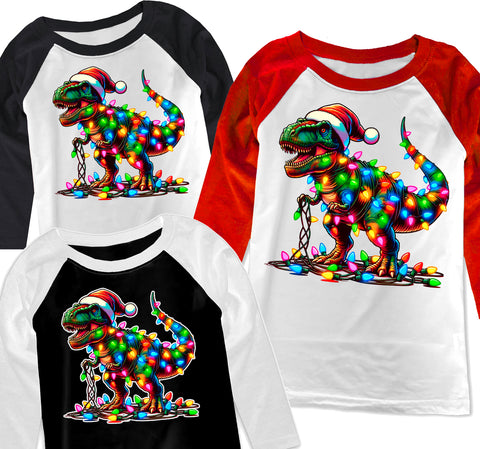 DINO Christmas Raglans, (Multiple Options)