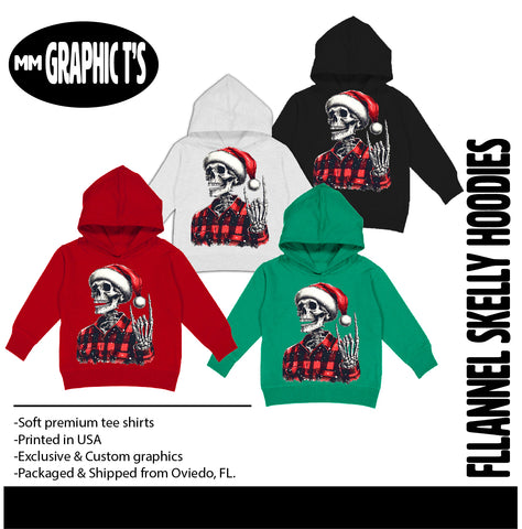 Flannel Skelly Hoodies,  (Multiple Options)