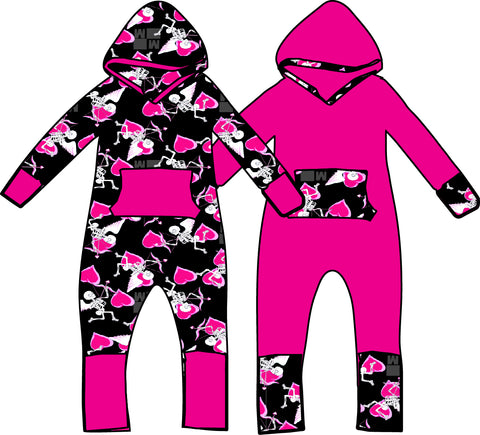 Gio Hooded Romper, Skelly Cupid PINK