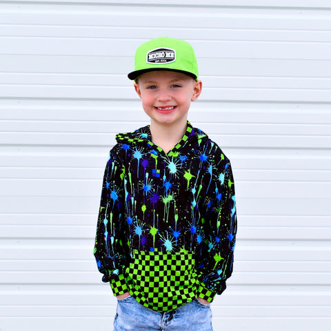 (BAMBOO)  Neon Splatter Ryder HOODIE, (Youth)