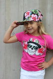 Hawaiian Floral Skull Tee, Hot PInk  (Infant, Toddler, Youth, Adult)