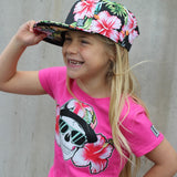 Hawaiian Floral Skull Tee, Hot PInk  (Infant, Toddler, Youth, Adult)