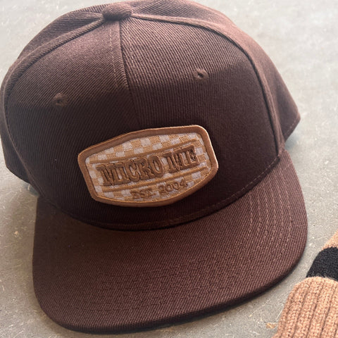 Brown Snapback w/Khaki Check Patch  (Infant/Toddler, Child, Adult)