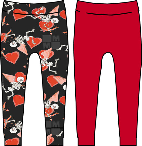 MTO-McKenna Leggings, Skelly Cupid, RED