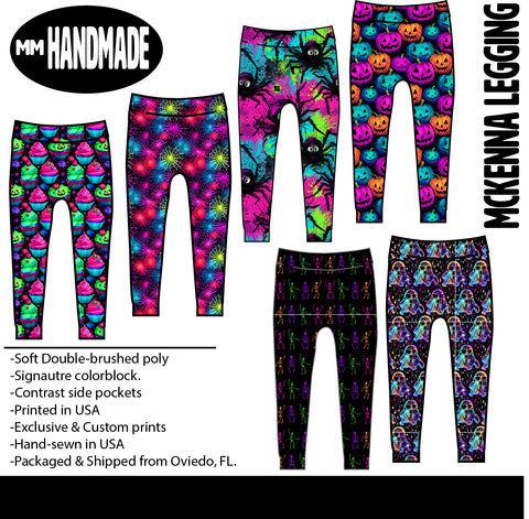 MTO-McKenna Leggings, Neon Halloween (Multiple Options)