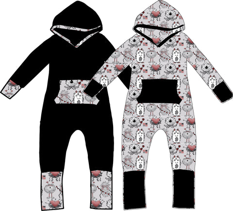 Gio Hooded Romper, MONSTERS