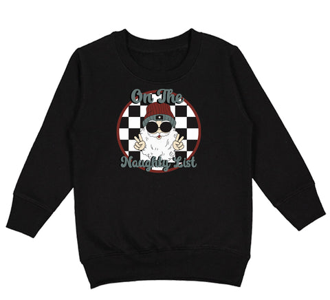 Naughty List Crew Sweatshirt, Black (Toddler, Youth, Adult)