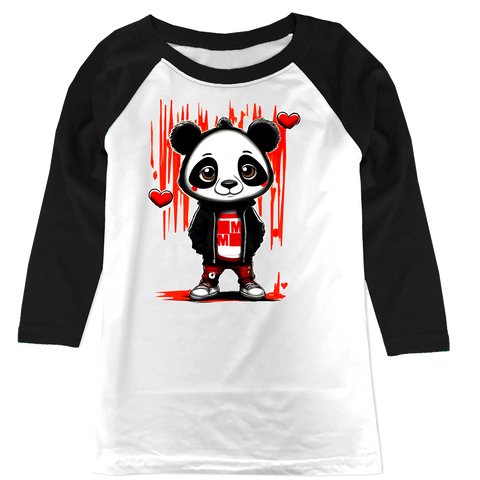 Panda Raglan, W/B (Toddler, Youth, Adult)