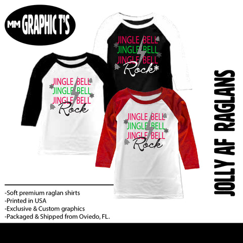 JINGLE BELL ROCK RAGLANS, (Multiple Options)