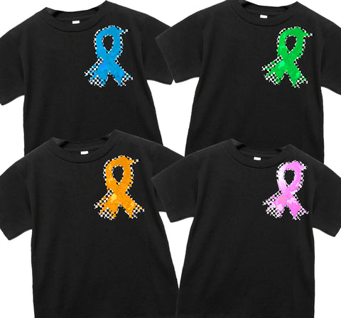 Awareness23 Ribbon Checks Tee or LS, Black (Infant, Toddler, Youth, Adult)