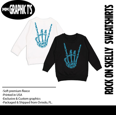 Rock On Skelly Crew Fleece,  (Multiple Options)