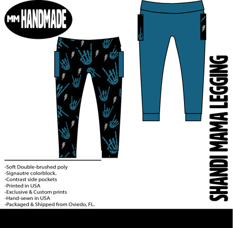 MTO-Shandi MAMA Leggings, (Adult), Skelly Rock