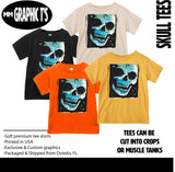 Retro Skull (blue) Tees, (Multiple Options)