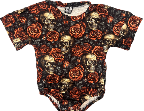 HAILEY Bubble Romper, Bamboo, Skull n Roses