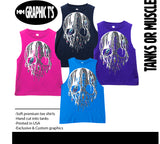 Surf DrIp Skull Muscle Tank, (Multiple Options)