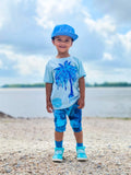 Drip Palm Tee, Lt. Blue  (Infant, Toddler, Youth, Adult)