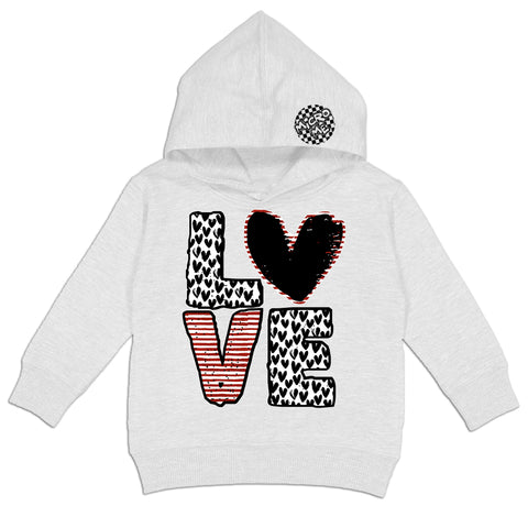 LOVE Hearts Hoodie, Wht (Toddler, Youth, Adult)