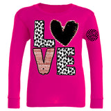 *LOVE Heart LS Shirt, Hot Pink (Infant, Toddler, Youth , Adult)