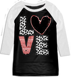 *LOVE Hearts Raglan, B/W (Toddler, Youth, Adult)