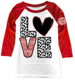 *LOVE Hearts Raglan, W/R (Toddler, Youth, Adult)