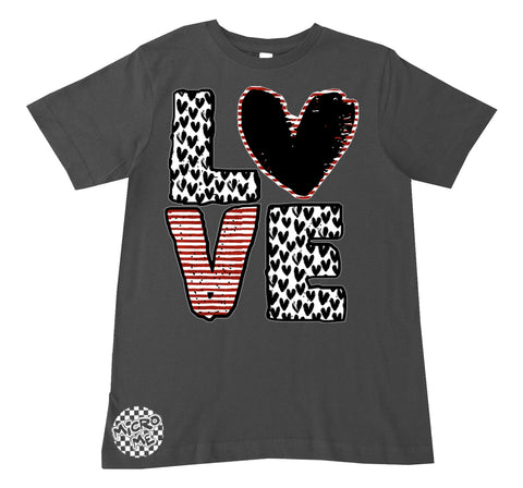 LOVE Hearts Tee, Charc (Infant, Toddler, Youth, Adult)