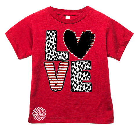 LOVE Hearts Tee, Red (Infant, Toddler, Youth, Adult)