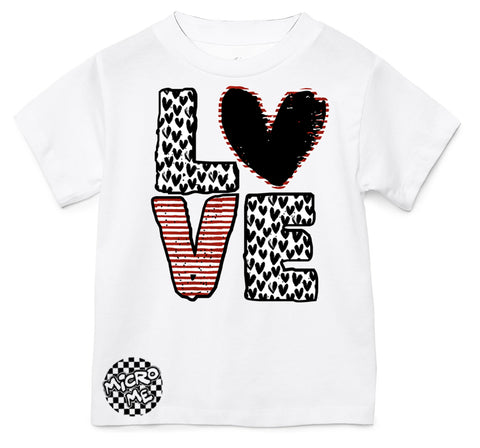 LOVE Hearts Tee, Wht (Infant, Toddler, Youth, Adult)