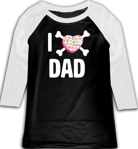 Convo Hearts COLLAB- I love Dad Raglan, BW (Toddler, Youth)