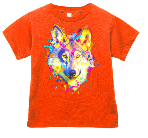 Neon Wolf Tee, Orange (Toddler, Youth, Adult)