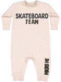 *SKATEBOARD TEAM Puff Fleece Romper, Natural (Infant)