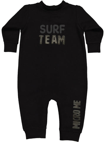 SURF TEAM Puff Fleece Romper, Black (Infant)