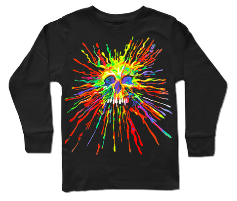 Neon Splat Skull LS Shirt, Black (Infant, Toddler, Youth)