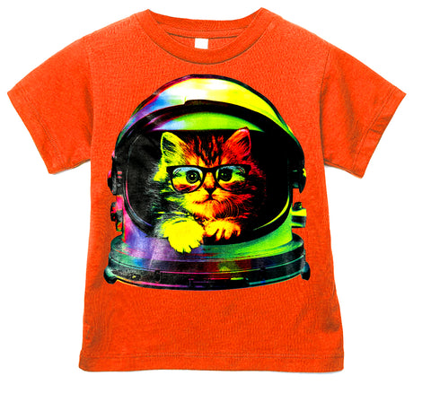 Space Kitty Tee, Orange  (Toddler, Youth, Adult)