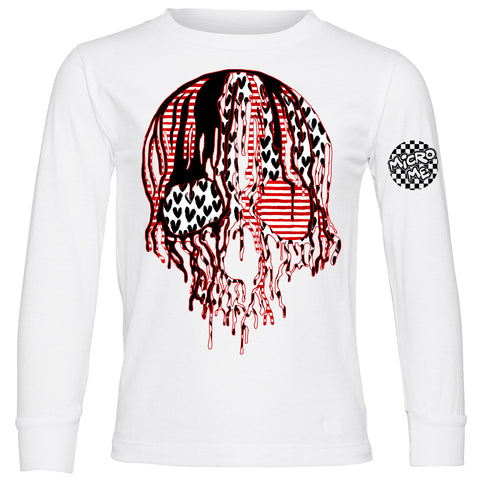 Vday Drip Skull LS Shirt, White (Infant, Toddler, Youth , Adult)